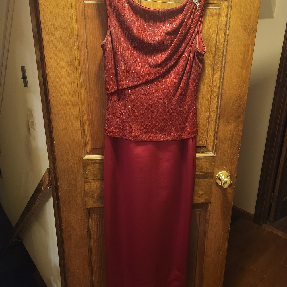 Vintage 80s-90s Patra Red Sparkle Formal Evening Dress